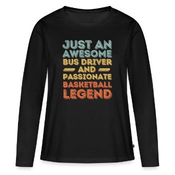 Chauffeur de bus basketball rétro - T-shirt manches longues Premium bio Femme - noir - Devant - Julia (174cm)