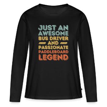 Busfahrer Paddleboard retro - Frauen Premium Bio Langarmshirt - Schwarz - Vorne - Julia (174cm)