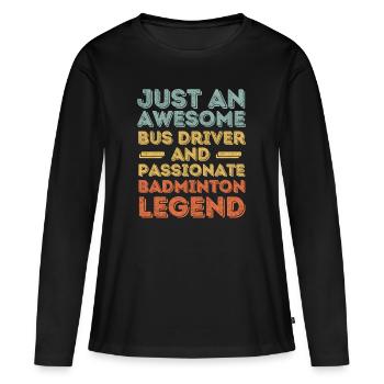 Chauffeur de bus Badminton rétro - T-shirt manches longues Premium bio Femme - noir - Devant - Julia (174cm)