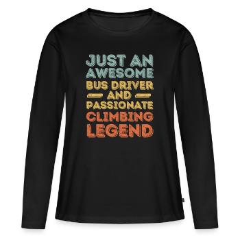 Chauffeur de bus grimpant rétro - T-shirt manches longues Premium bio Femme - noir - Devant - Julia (174cm)
