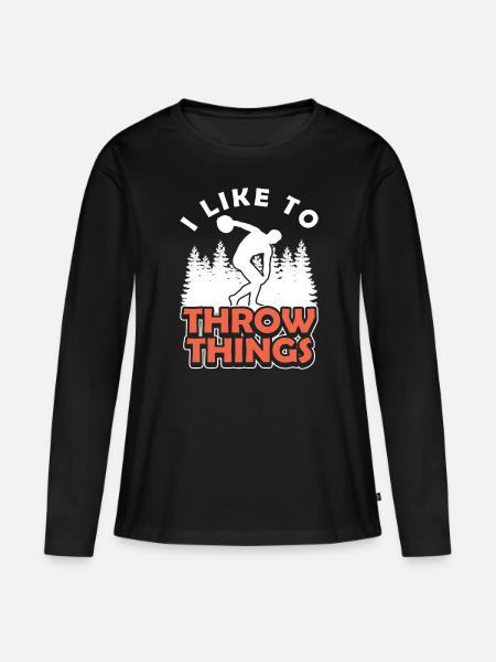 Diskus I Like To Throw Things Diskuswerfer - Frauen Premium Bio Langarmshirt - Schwarz