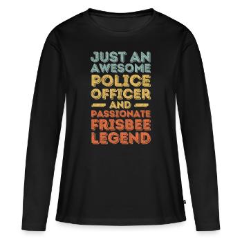 Policeman Frisbee retro - Women's Premium Organic Long Sleeve Shirt - black - Front - Julia (174cm)