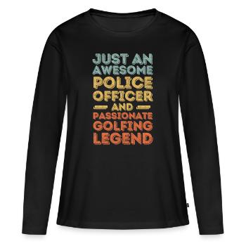 Polizist Golfen retro - Frauen Premium Bio Langarmshirt - Schwarz - Vorne - Julia (174cm)