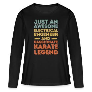 Ingénieur électricien Karaté rétro - T-shirt manches longues Premium bio Femme - noir - Devant - Julia (174cm)