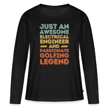 Elektroingenieur Golfen retro - Frauen Premium Bio Langarmshirt - Schwarz - Vorne - Julia (174cm)
