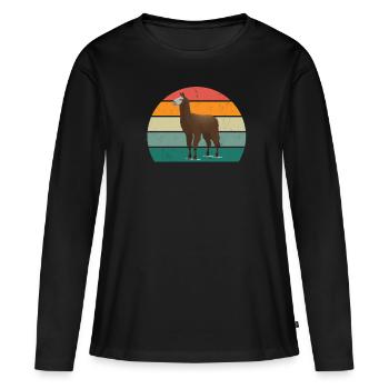 Lamas Alpaga Alpagas Lamamama Lamamama Lama Lama Lama - T-shirt manches longues Premium bio Femme - noir - Devant - Julia (174cm)