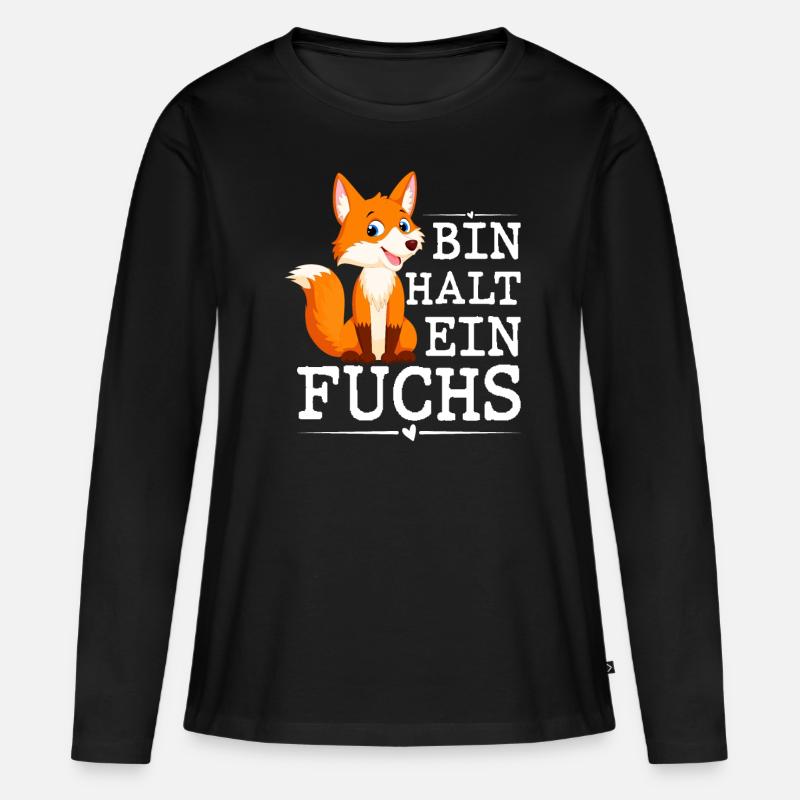 Bin Halt Ein Fuchs - Frauen Premium Bio Langarmshirt - Schwarz