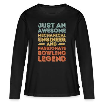 Ingénieur mécanicien Bowling rétro - T-shirt manches longues Premium bio Femme - noir - Devant - Julia (174cm)