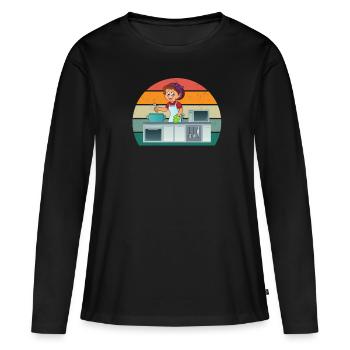 Kocher Chef Chef Cuisine Restaurant Bar Bistro - T-shirt manches longues Premium bio Femme - noir - Devant - Julia (174cm)