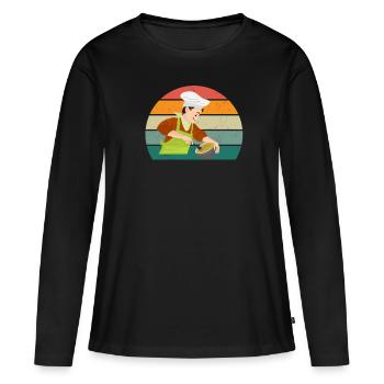 Kocher Chef Chef Cuisine Restaurant Bar Bistro - T-shirt manches longues Premium bio Femme - noir - Devant - Julia (174cm)