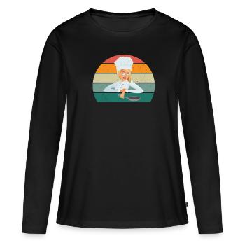 Kocher Chef Chef Cuisine Restaurant Bar Bistro - T-shirt manches longues Premium bio Femme - noir - Devant - Julia (174cm)