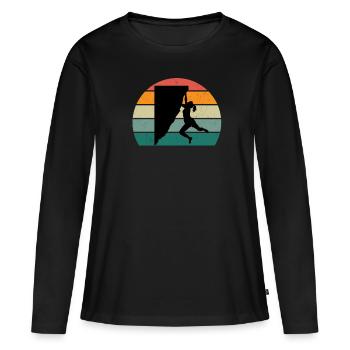 Kletterer Klettererin Bouldern Boulderin Klettern - Frauen Premium Bio Langarmshirt - Schwarz - Vorne - Julia (174cm)