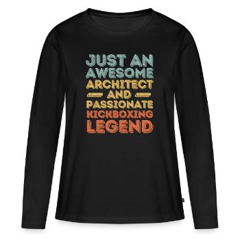 Architecte Kickboxing rétro - T-shirt manches longues Premium bio Femme - noir - Devant - Julia (174cm)