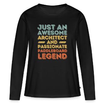 Architecte Paddleboard rétro - T-shirt manches longues Premium bio Femme - noir - Devant - Julia (174cm)