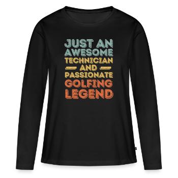 Techniker Golf retro - Frauen Premium Bio Langarmshirt - Schwarz - Vorne - Julia (174cm)