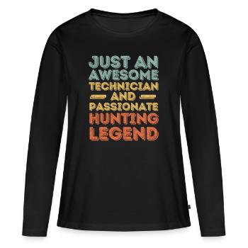 Technicien chasse rétro - T-shirt manches longues Premium bio Femme - noir - Devant - Julia (174cm)