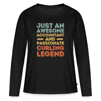Buchhalter Curling retro - Frauen Premium Bio Langarmshirt - Schwarz - Vorne - Julia (174cm)