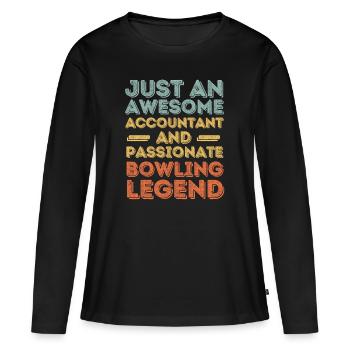 Comptable Bowling rétro - T-shirt manches longues Premium bio Femme - noir - Devant - Julia (174cm)