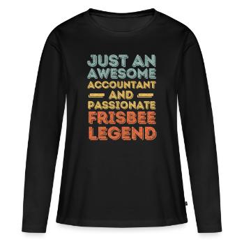 Accountant Frisbee retro - Women's Premium Organic Long Sleeve Shirt - black - Front - Julia (174cm)