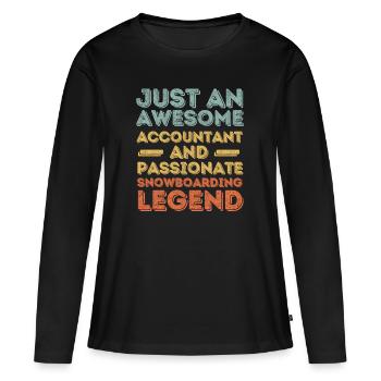 Buchhalter Snowboarden retro - Frauen Premium Bio Langarmshirt - Schwarz - Vorne - Julia (174cm)