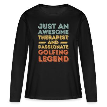 Therapeut Golf retro - Frauen Premium Bio Langarmshirt - Schwarz - Vorne - Julia (174cm)