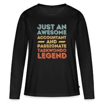 Buchhalter Taekwondo retro - Frauen Premium Bio Langarmshirt - Schwarz - Vorne - Julia (174cm)