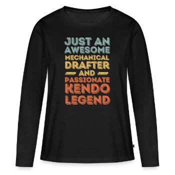 Technical draughtsman Kendo retro - Women's Premium Organic Long Sleeve Shirt - black - Front - Julia (174cm)