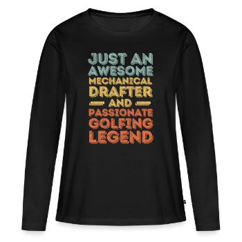 Technical draughtsman Golf retro - Women's Premium Organic Long Sleeve Shirt - black - Front - Julia (174cm)