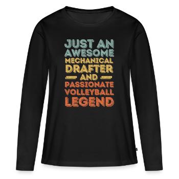 Technical draughtsman volleyball retro - Women's Premium Organic Long Sleeve Shirt - black - Front - Julia (174cm)