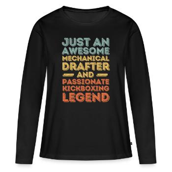 Technical draughtsman kickboxing retro - Women's Premium Organic Long Sleeve Shirt - black - Front - Julia (174cm)