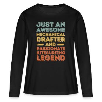 Technical draughtsman kitesurfing retro - Women's Premium Organic Long Sleeve Shirt - black - Front - Julia (174cm)