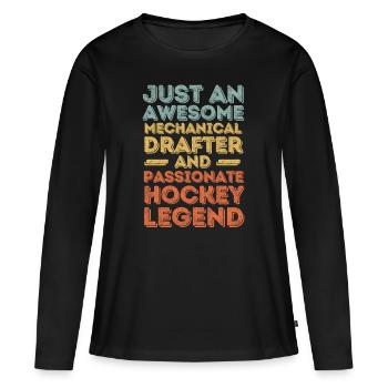 Technical draughtsman Hockey retro - Women's Premium Organic Long Sleeve Shirt - black - Front - Julia (174cm)