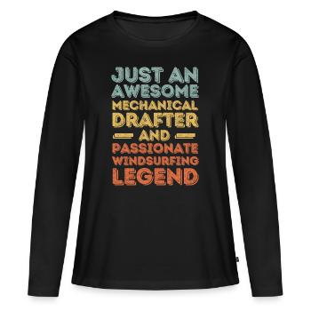 Technical draughtsman windsurfing retro - Women's Premium Organic Long Sleeve Shirt - black - Front - Julia (174cm)