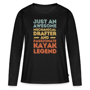 Technical draughtsman Kayak retro - Women's Premium Organic Long Sleeve Shirt - black - Front - Julia (174cm)
