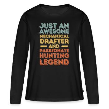 Technical draughtsman hunting retro - Women's Premium Organic Long Sleeve Shirt - black - Front - Julia (174cm)