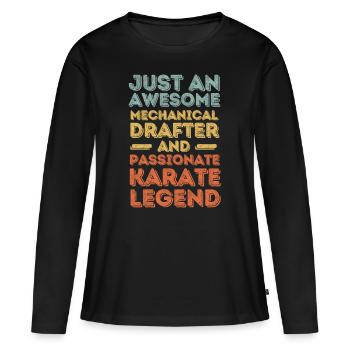 Technical Draughtsman Karate retro - Women's Premium Organic Long Sleeve Shirt - black - Front - Julia (174cm)