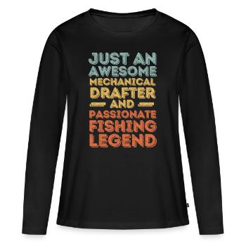 Technical draughtsman fishing retro - Women's Premium Organic Long Sleeve Shirt - black - Front - Julia (174cm)