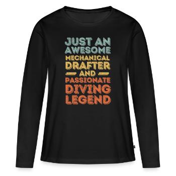 Technical draughtsman diving retro - Women's Premium Organic Long Sleeve Shirt - black - Front - Julia (174cm)