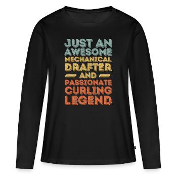 Technical draughtsman curling retro - Women's Premium Organic Long Sleeve Shirt - black - Front - Julia (174cm)