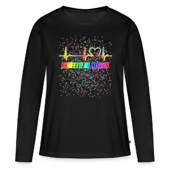 EKG Kurve - Herzkurve - Puls - Karneval - Konfetti - Frauen Premium Bio Langarmshirt - Schwarz - Vorne - Julia (174cm)