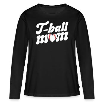 Retro Maman Joueuse De T-Ball Fan De Baseball - T-shirt manches longues Premium bio Femme - noir - Devant - Julia (174cm)