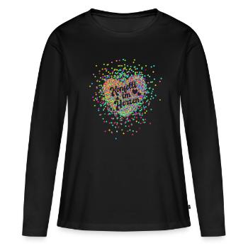 Karneval - Konfetti im Herzen - Fasnacht - Party - Frauen Premium Bio Langarmshirt - Schwarz - Vorne - Julia (174cm)