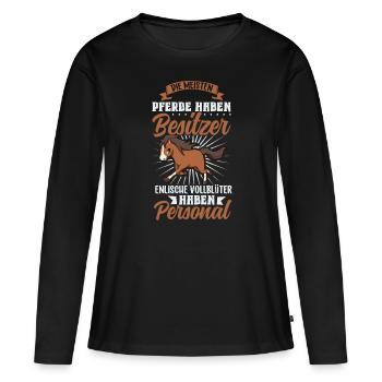 Die meisten Pferde haben Besitzer - Vollblut - Frauen Premium Bio Langarmshirt - Schwarz - Vorne - Julia (174cm)