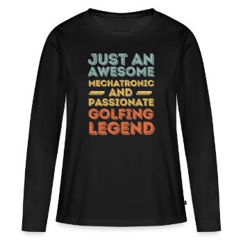 Mechatroniker Golf retro - Frauen Premium Bio Langarmshirt - Schwarz - Vorne - Julia (174cm)