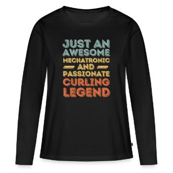Mécatronique Curling rétro - T-shirt manches longues Premium bio Femme - noir - Devant - Julia (174cm)