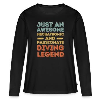 Mécatronique Plongée Rétro - T-shirt manches longues Premium bio Femme - noir - Devant - Julia (174cm)