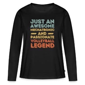 Mécatronique Volleyball rétro - T-shirt manches longues Premium bio Femme - noir - Devant - Julia (174cm)