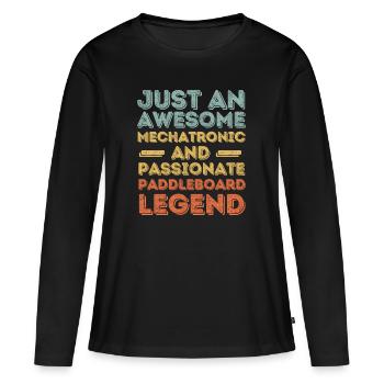 Mécatronique Paddleboard rétro - T-shirt manches longues Premium bio Femme - noir - Devant - Julia (174cm)