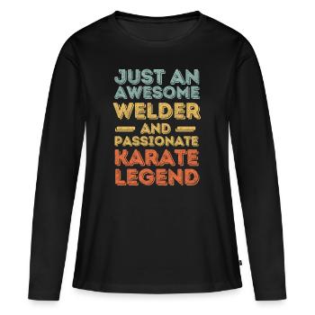 Soudeur Karaté rétro - T-shirt manches longues Premium bio Femme - noir - Devant - Julia (174cm)