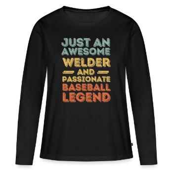 Soudeur baseball rétro - T-shirt manches longues Premium bio Femme - noir - Devant - Julia (174cm)